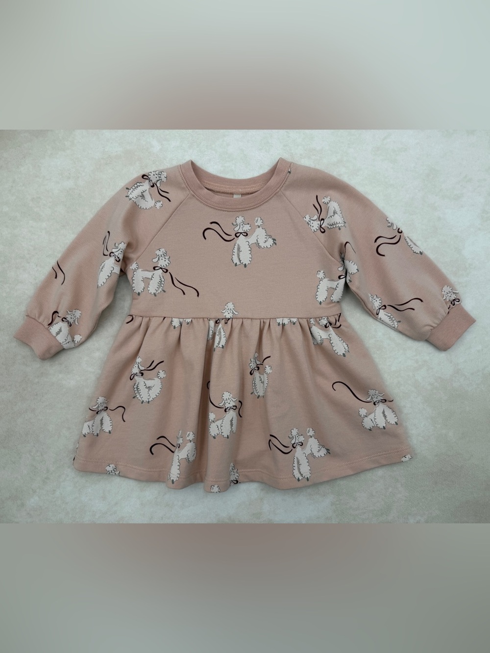 🆕 Rylee + Cru Dusty Pink Poodle Print Long Sleeve Dress